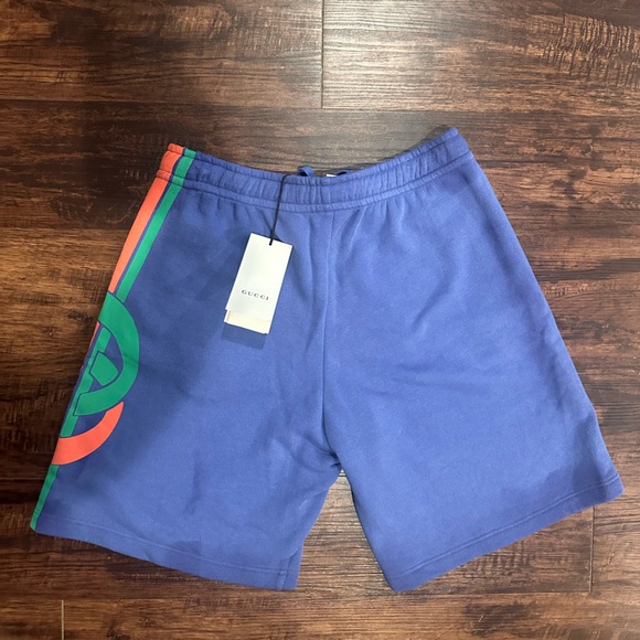 Gucci Zircon Blue Interlocking GG Side Stripe Basket Shorts
